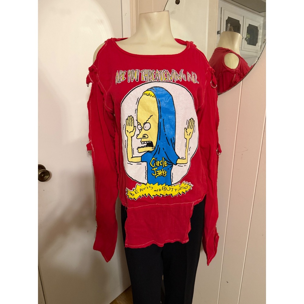 Seditionightmares Beavis and Butt-Head Bondage Graphic Top Red Punk M